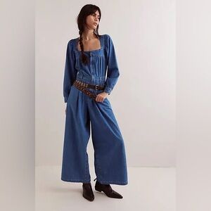 We The Free light blue denim jumpsuit